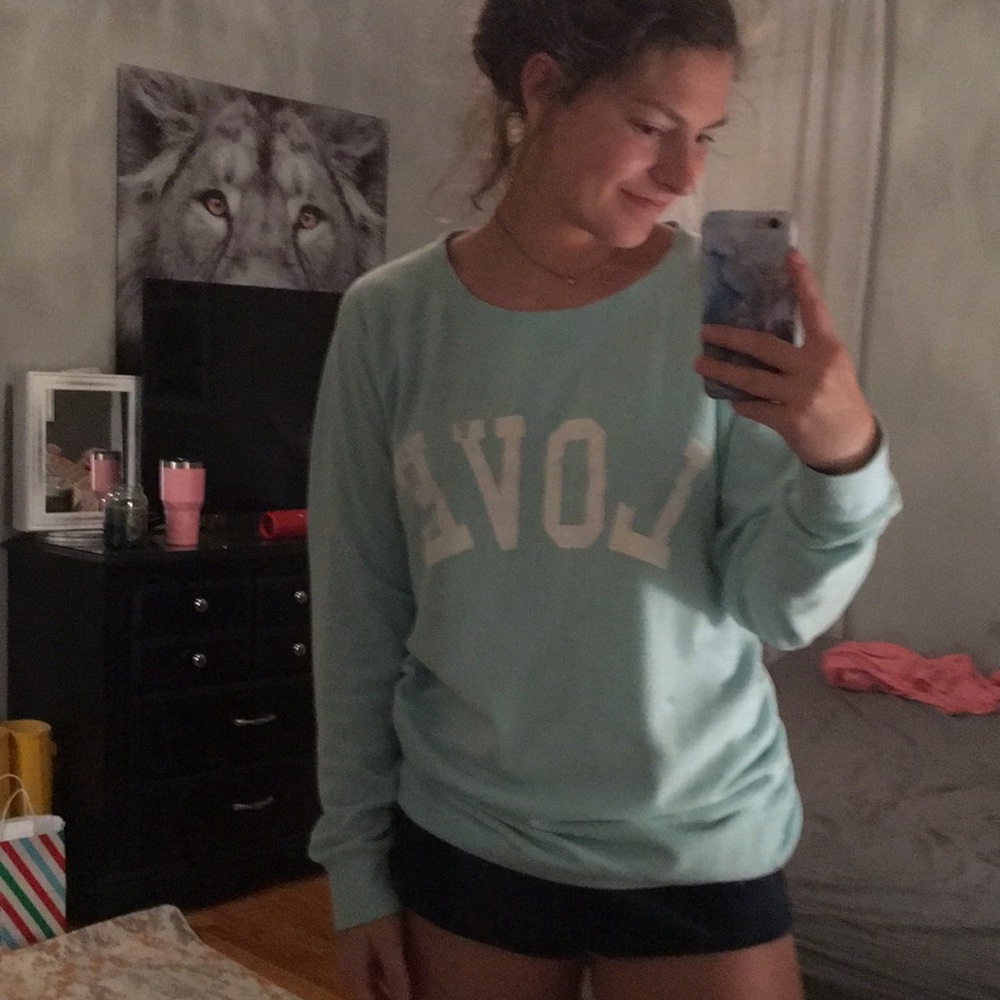 “LOVE” Light Blue Maternity Crewneck Sweatshirt
